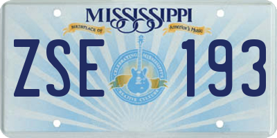 MS license plate ZSE193