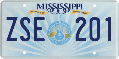 MS license plate ZSE201