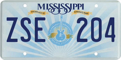 MS license plate ZSE204