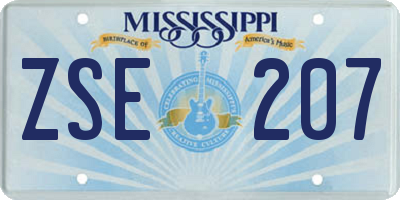 MS license plate ZSE207