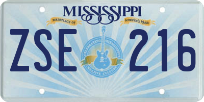 MS license plate ZSE216