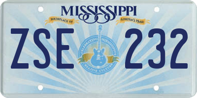 MS license plate ZSE232