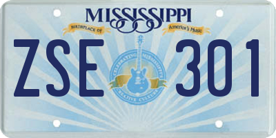 MS license plate ZSE301