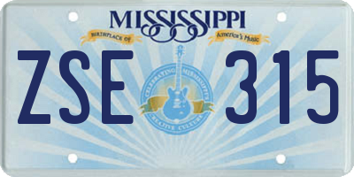 MS license plate ZSE315