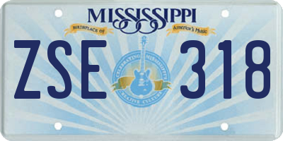 MS license plate ZSE318