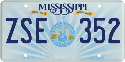 MS license plate ZSE352