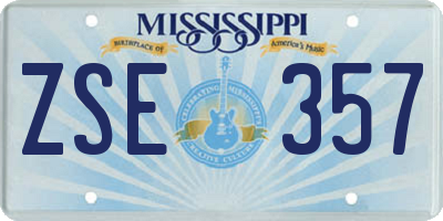 MS license plate ZSE357