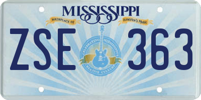 MS license plate ZSE363