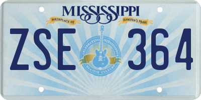 MS license plate ZSE364