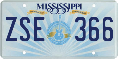 MS license plate ZSE366