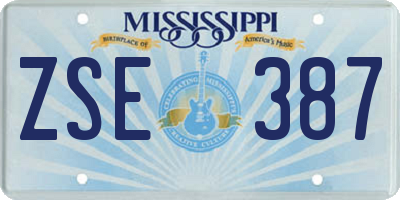 MS license plate ZSE387