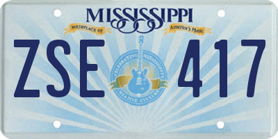 MS license plate ZSE417