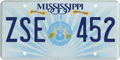 MS license plate ZSE452