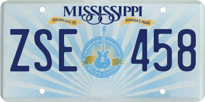 MS license plate ZSE458