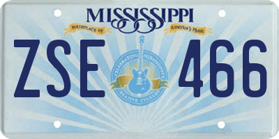 MS license plate ZSE466