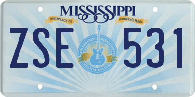MS license plate ZSE531