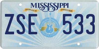 MS license plate ZSE533