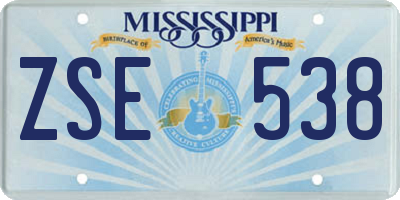 MS license plate ZSE538