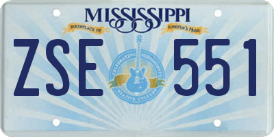 MS license plate ZSE551