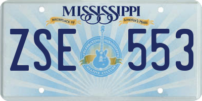MS license plate ZSE553