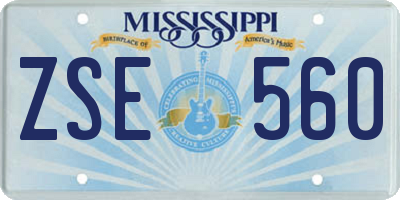MS license plate ZSE560
