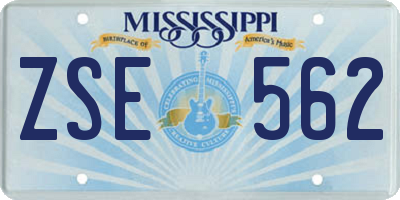 MS license plate ZSE562