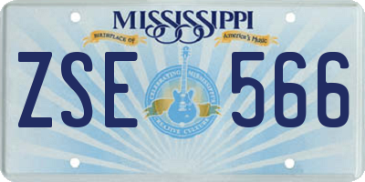 MS license plate ZSE566