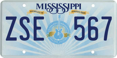 MS license plate ZSE567