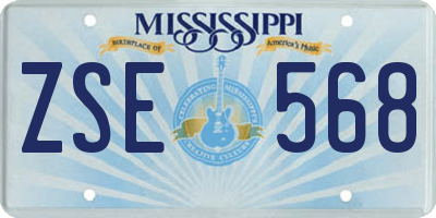 MS license plate ZSE568