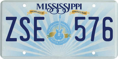MS license plate ZSE576