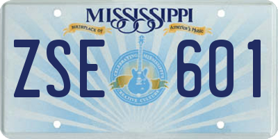 MS license plate ZSE601
