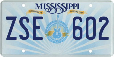 MS license plate ZSE602