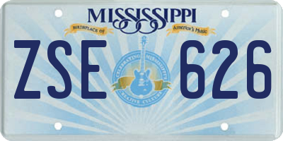 MS license plate ZSE626