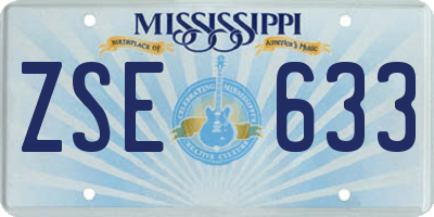 MS license plate ZSE633