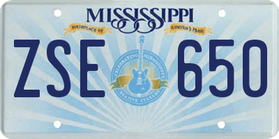 MS license plate ZSE650