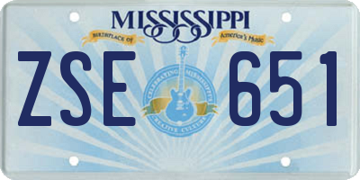 MS license plate ZSE651