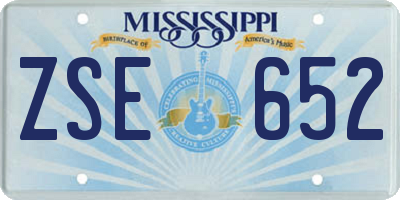 MS license plate ZSE652