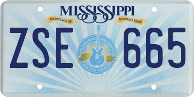 MS license plate ZSE665