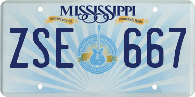 MS license plate ZSE667