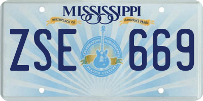 MS license plate ZSE669