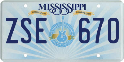 MS license plate ZSE670