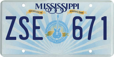 MS license plate ZSE671