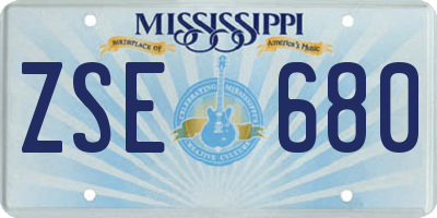 MS license plate ZSE680