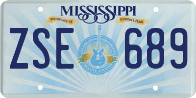 MS license plate ZSE689