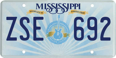 MS license plate ZSE692