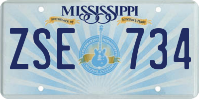 MS license plate ZSE734