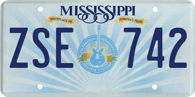 MS license plate ZSE742