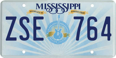 MS license plate ZSE764