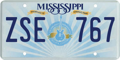 MS license plate ZSE767
