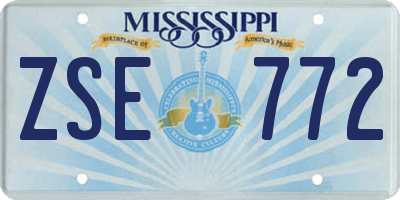 MS license plate ZSE772